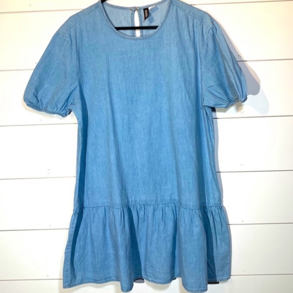 Divided H&M Blue Denim Short Sleeve dress XL NWT - Picture 2 of 6